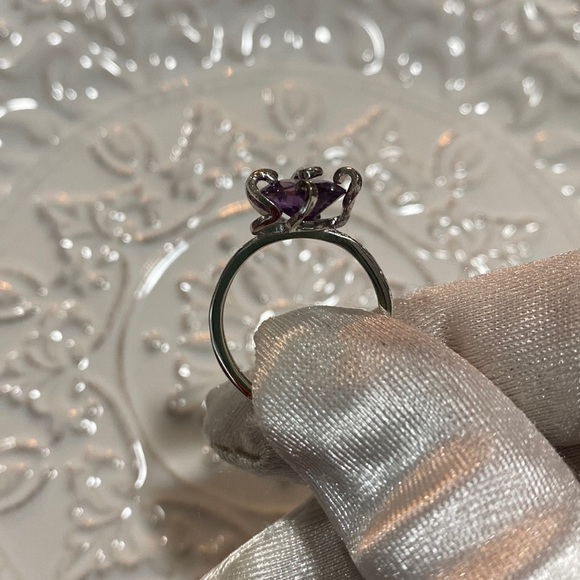 Hand Crafted Amethyst Oval Gemstone Sterling Silver Adjustable Ring Bohemian - Picture 16 of 16